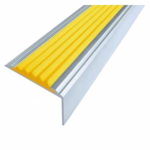 Противоскользящий закладной профиль на ступени с 2 резиновыми вставками 200 см самоклеящийся