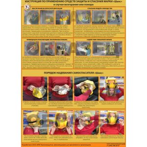 Плакат руководство по применению самоспасателей "ШАНС" при пожаре