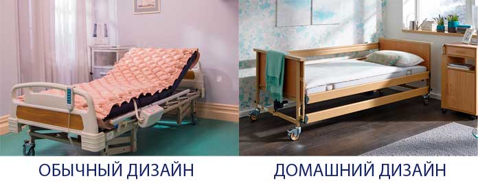 Сравнение больничного и домашнего дизайна функциональной кровати